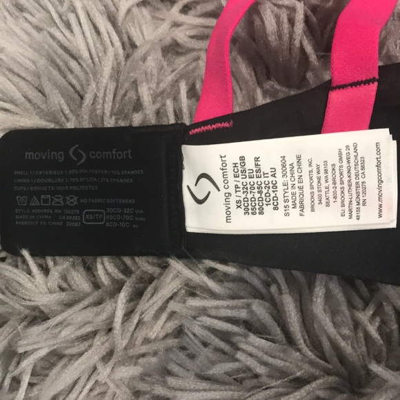 Moving Comfort Black/pink sports bra-XS (30CD-32C) - Picture 3 of 5